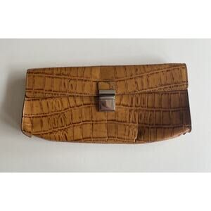 Adrienne Vittadini Croc/Alligator embossed, Leather Clutch / Purse